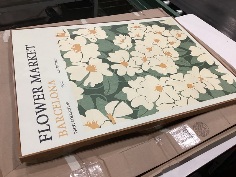 Condition photo showing Good Condition for zzuyi framed flower market wall art,green and white floral botanical canvas wall decor pictures,floral rusitc pictures for living room bedroom dining room 12x16in