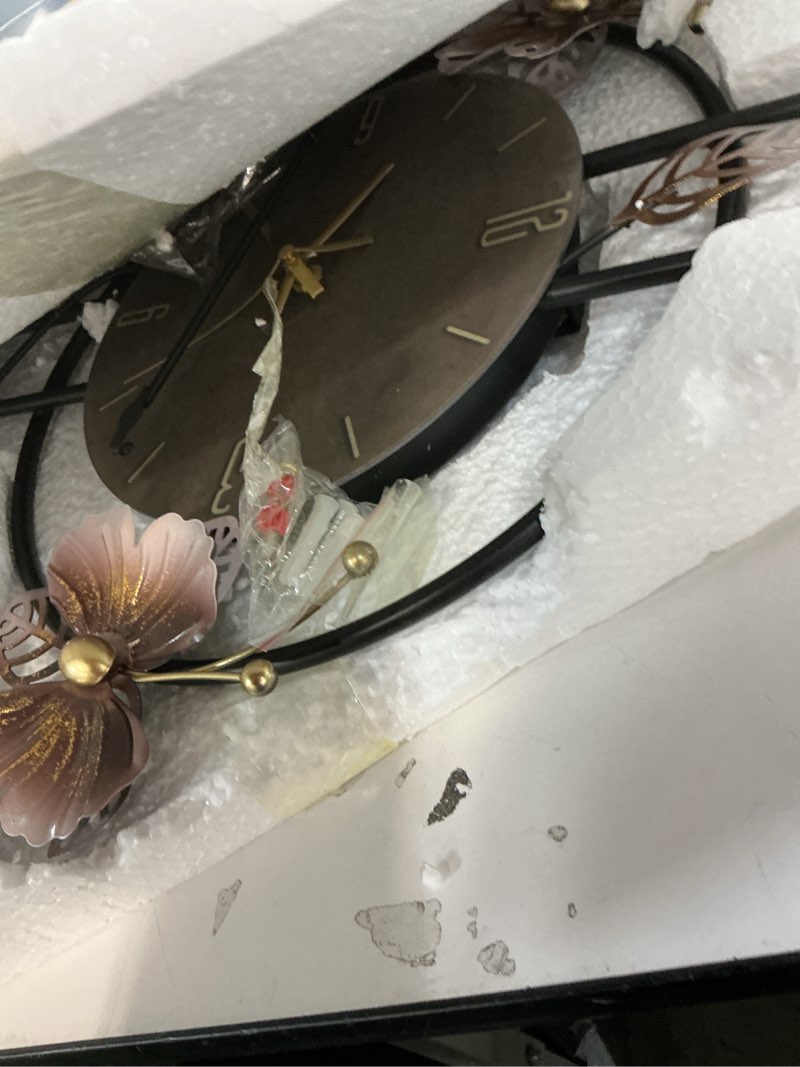 Condition photo showing Good Condition for Wall Clock, Silent Quartz Movement Battery Operated with Pendulum, Oversized Metal Modern Large Wall Clocks for Living Room Bedroom Farmhouse Office Kitchen Home Wall Decor-18.8x29.5Inch(Brown)