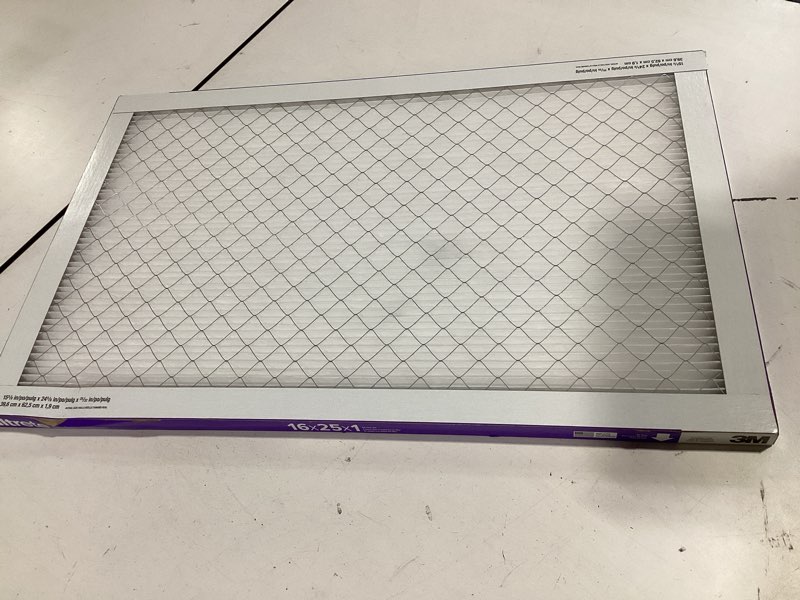 Condition photo showing As Is for filtrete 16 x 25 x 1 merv 12 1500 mpr allergen, bacteria and virus electrostatic pleated air filter