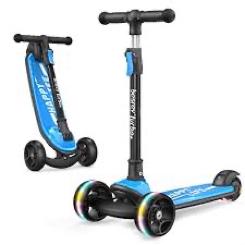 besrey Kick Scooter for Kids Ages 3-10, 3-Wheel Folding Scooter with Adjustable Height, LED Light Wh