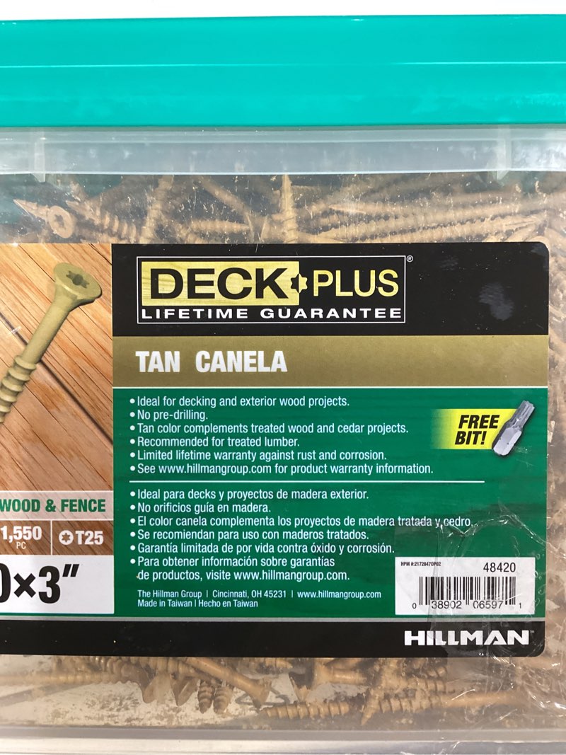 Condition photo showing As Is for hillman deck plus no. 10 ga. x 3 in. l tan star flat head exterior deck screws 26 lb 1550
