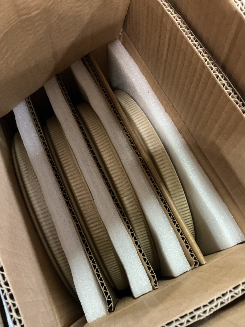Condition photo showing New/Like New for stoneware dinnerware sets, plates and bowls sets for 4, 12-piece ribbed dishes – chip & scratch resistant, microwave and dishwasher safe tableware, beige beige 4-set(12pcs)