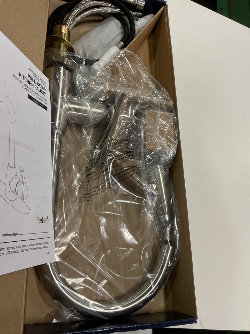 Condition photo showing Good Condition for Project Source Tucker Stainless steel Single Handle Deck-mount Pull-down Kitchen Faucet with Sprayer (Includes Deck Plate)