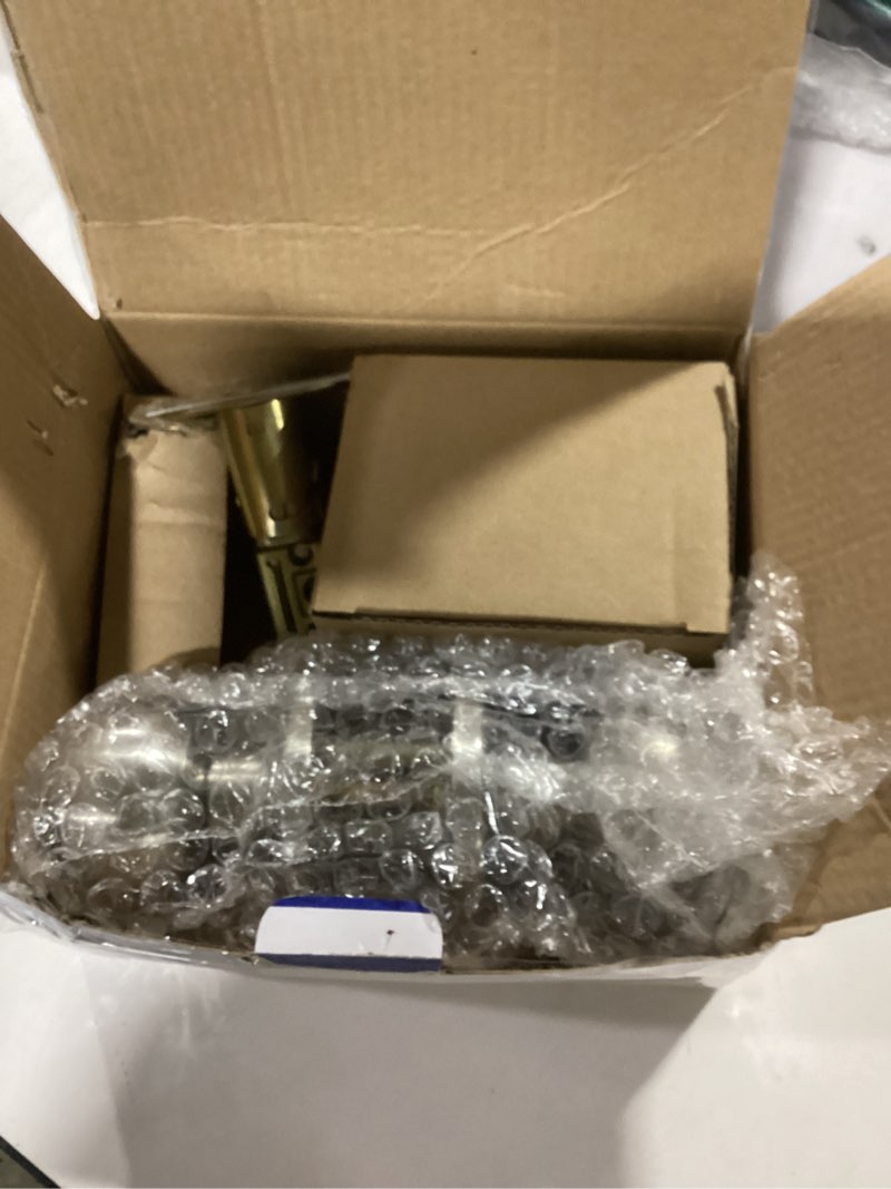 Condition photo showing As Is for all keyed identical deadbolt door knob combo set - single cylinder lock with classic satin nickel exterior knobs for entrance and front door satin nickel keyed alike 1db 1
