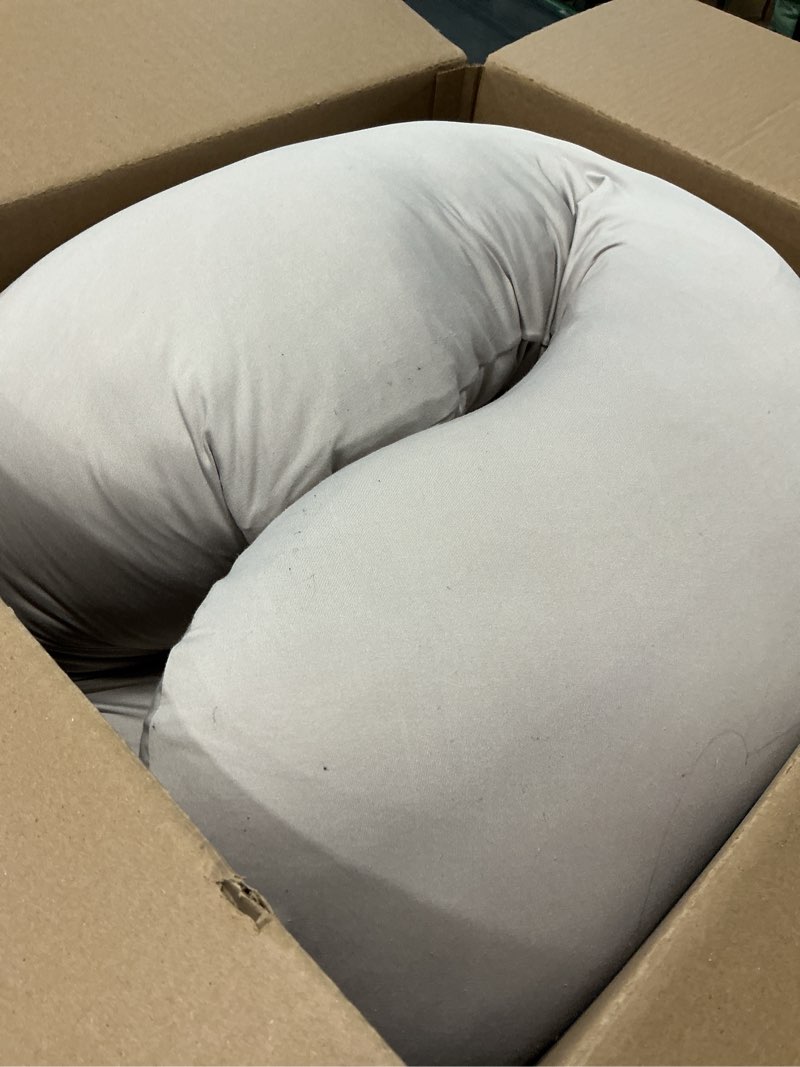 Condition photo showing As Is for sasttie cooling pregnancy pillows for sleeping, u shaped full body pillow with removable cover, pregnant women must haves, maternity essential, light grey 57 inch light grey