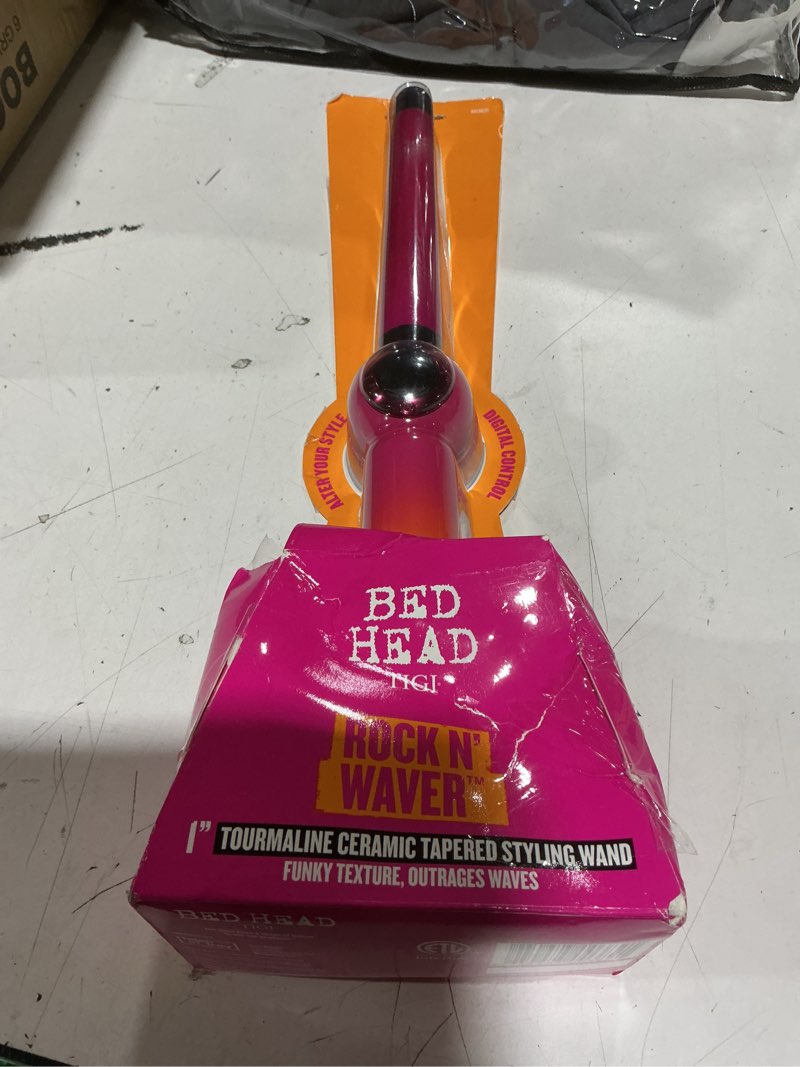 Condition photo showing New/Like New for bed head rock n' waver digital tapered curling wand | natural-looking, textured waves, (3/4-1 in) 0.75-1 inch (pack of 1) hair curling wand