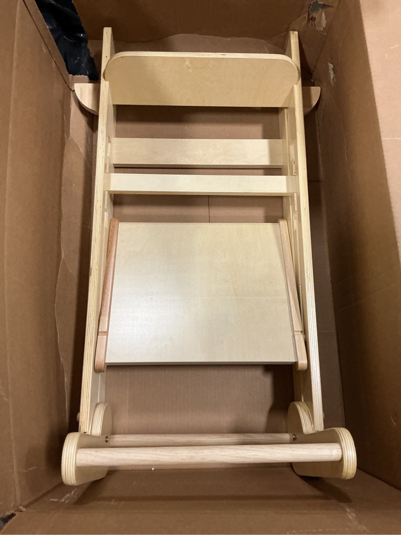 Condition photo showing As Is for Foldable Toddler Tower 95% Preassembled Kitchen Stool Helper Folding Step Stool for Kids with 3 Adjustable Height Montessori Toddler Standing Tower for Kitchen Counter Sink Natural