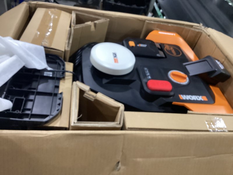 Condition photo showing New/Like New for worx landroid vision cloud robot lawn mower, no perimeter wire robot mower for 1/4 acre, ai obstacle avoidance and rtk cloud navigation, 30% slope, auto mapping, app control, wr310 wr310:mows up to 1/4 acre two-wheel drive