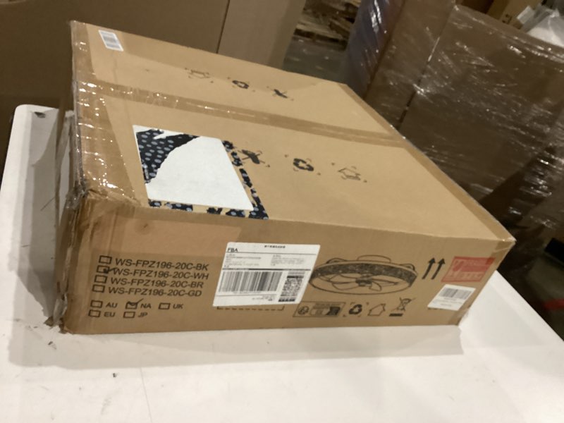 Condition photo showing New/Like New for depuley ceiling fans with lights and remote: 20" modern low profile flush mount led ceiling fan for bedroom app control - white crystal bladeless fandelier for living room kitchen dimmable dc motor white 20 inch
