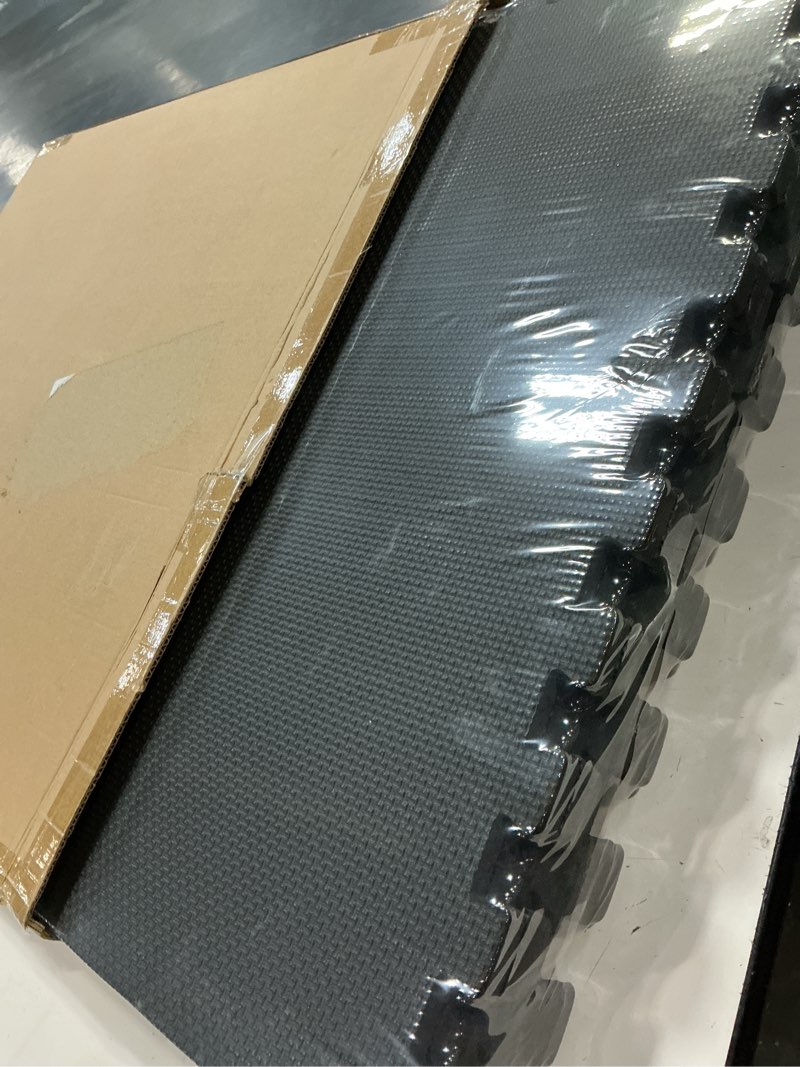 Condition photo showing New/Like New for cap puzzle exercise mats | 1/2” thick eva interlocking foam tiles for home gym flooring | multiple options t - black 6 tiles (24 sq ft)