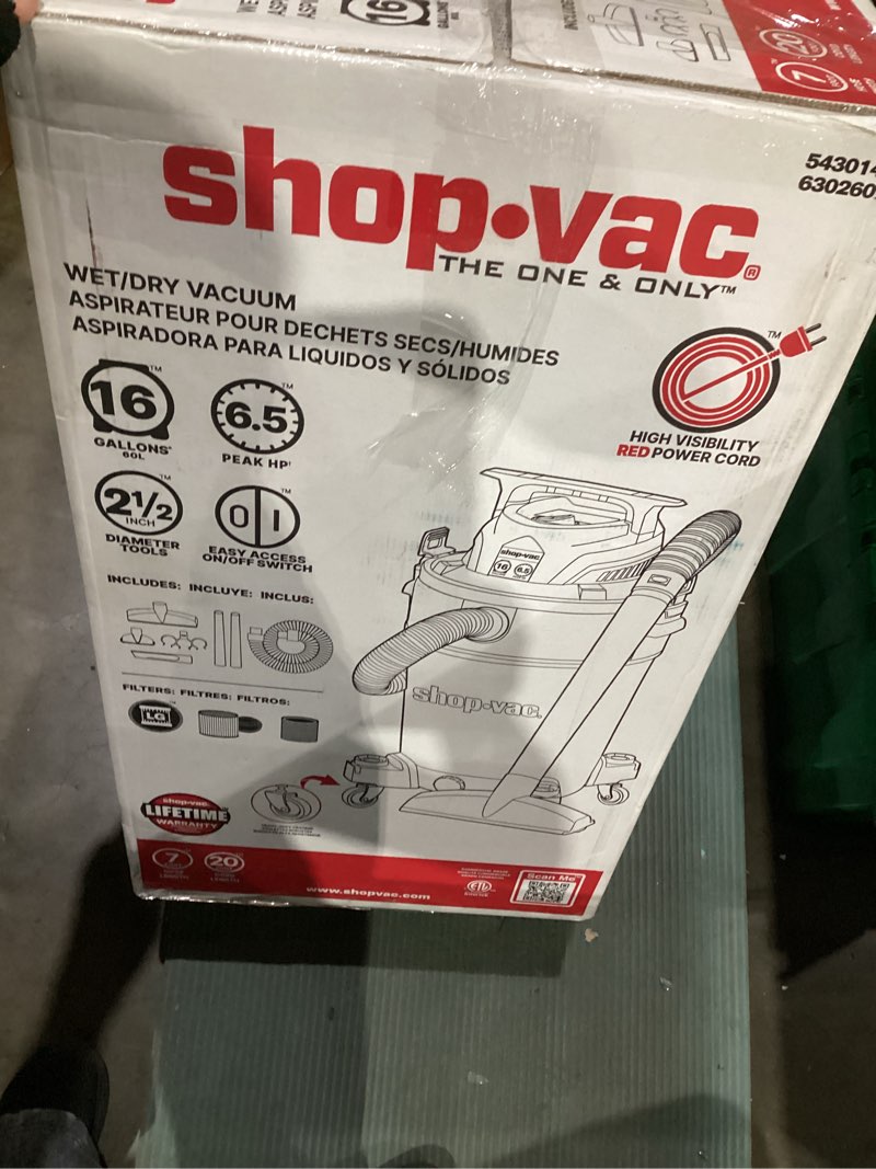 Condition photo showing As Is for wet /dry vacuum