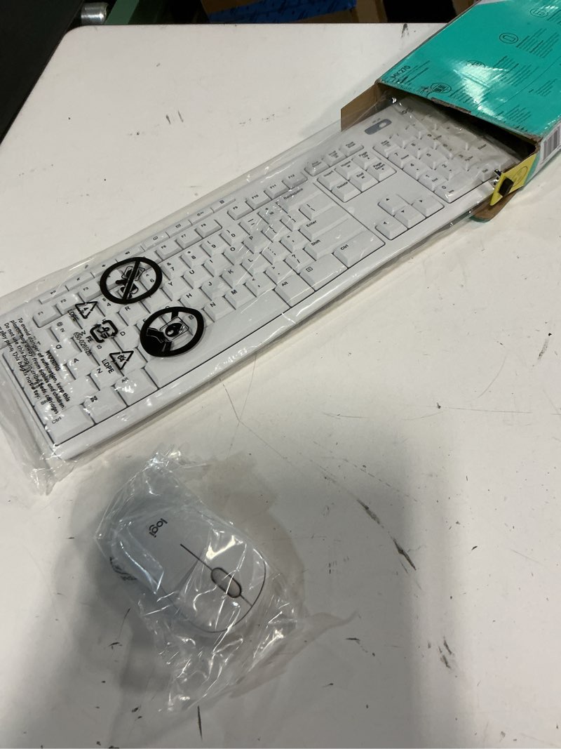 Condition photo showing New/Like New for logitech mk270 wireless keyboard and mouse combo for windows, 2.4 ghz, 8 multimedia keys, pc, laptop, wireless keyboard compact mouse combo - white off white 1 pack combo