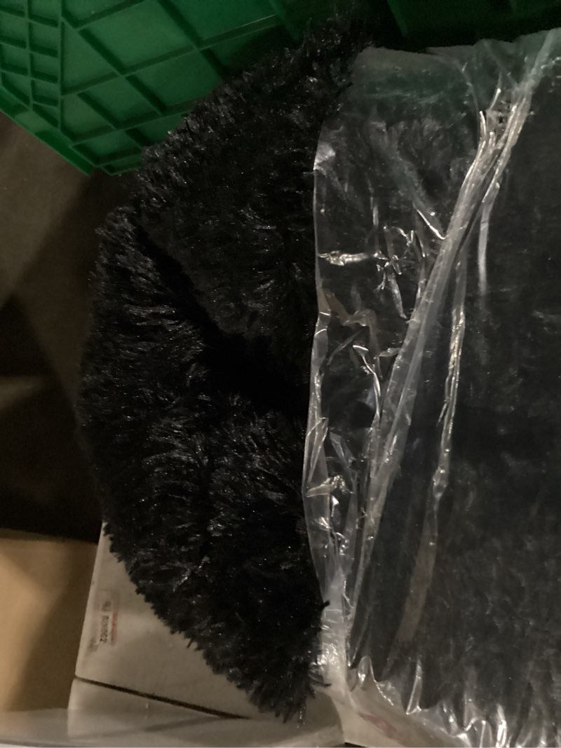 Condition photo showing Good Condition for Bedsure Calming Dog Bed for Small Dogs - Donut Washable Small Pet Bed, 23 inches Anti-Slip Round Fluffy Plush Faux Fur Large Cat Bed, Fits up to 25 lbs Pets, Black 23"L x 23"W x 8"Th Black