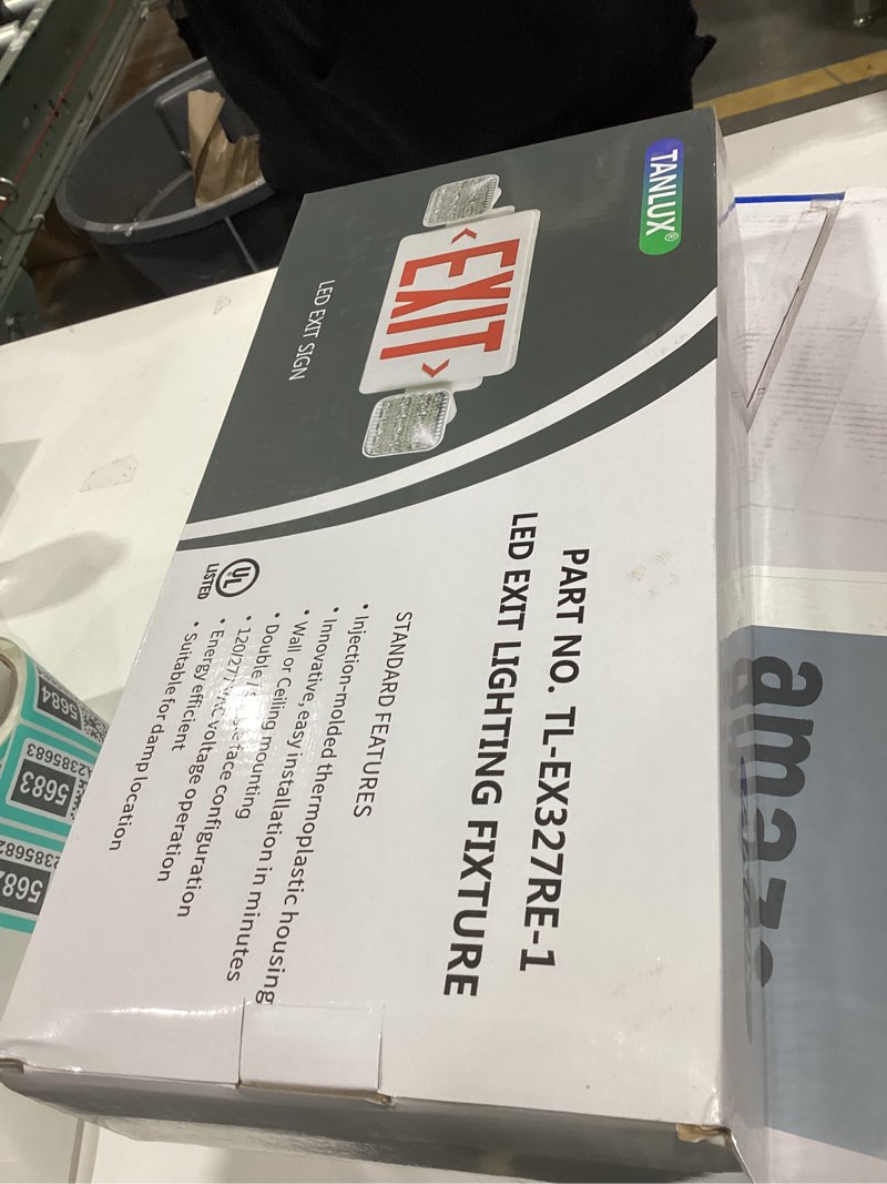 Condition photo showing New/Like New for TANLUX Red Exit Sign with Emergency Lights, LED Emergency Exit Light with Battery Backup, UL Listed, AC 120/277V, Commercial Emergency Lights Combo for Business - 4 Pack 4 Pack White Housing+Red Letter