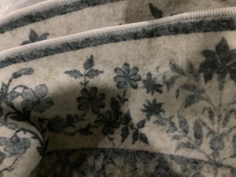 Condition photo showing As Is for jinchan zenith round rug 6ft area rug soft 6'round vintage floral rug non-slip low-pile machine washable carpet for entryway bedroom living room dining room office foyer blue/cream 6' (round) blue/cream