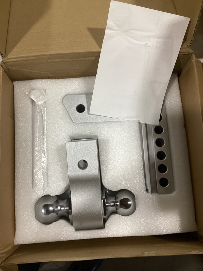 Condition photo showing Good Condition for Adjustable Trailer Hitch, 6 Inch Drop Hitch, Tow Hitch Ball Mount for 2.5 Inch Receiver, 18,500 LBS GTW, (2" & 2-5/16") Chrome Plated Steel Balls, Aluminum with 2 Anti-Theft Pins Locks