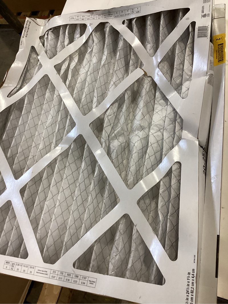 Condition photo showing As Is for filtrete 20-in w x 25-in l x 2-in merv 8 allergen defense electrostatic pleated air filter