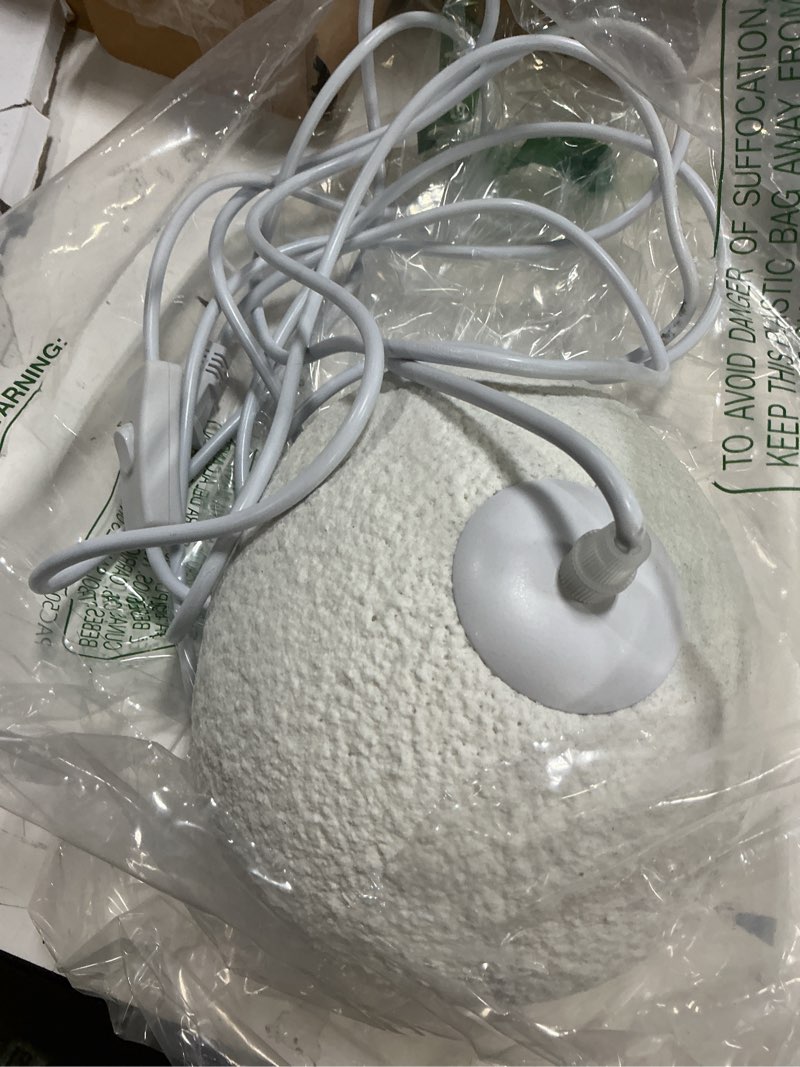 Condition photo showing As Is for Plug in Hanging Lamp with Three-Color Dimming E26 Bulb (14.7 ft Cord Length) Hanging Light with Plug in Cord for Dining Room Living Room Bedroom Modern Pendant Light (40 cm / 15.7 in)