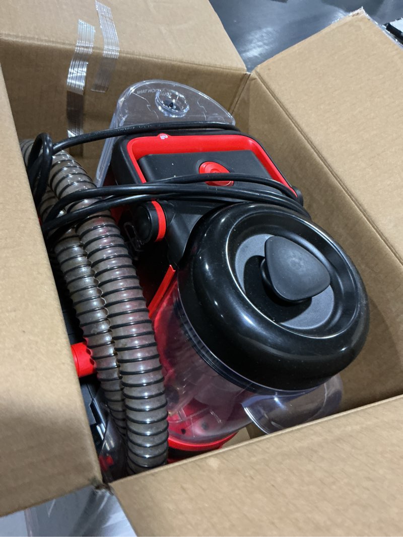 Condition photo showing As Is for dirt devil portable spot cleaner machine for carpet and upholstery, powerful suction spot cleaning machine with versatile tools, pair with dirt devil portable spot cleaner solution 6 fl oz (pack of 1) portable spot