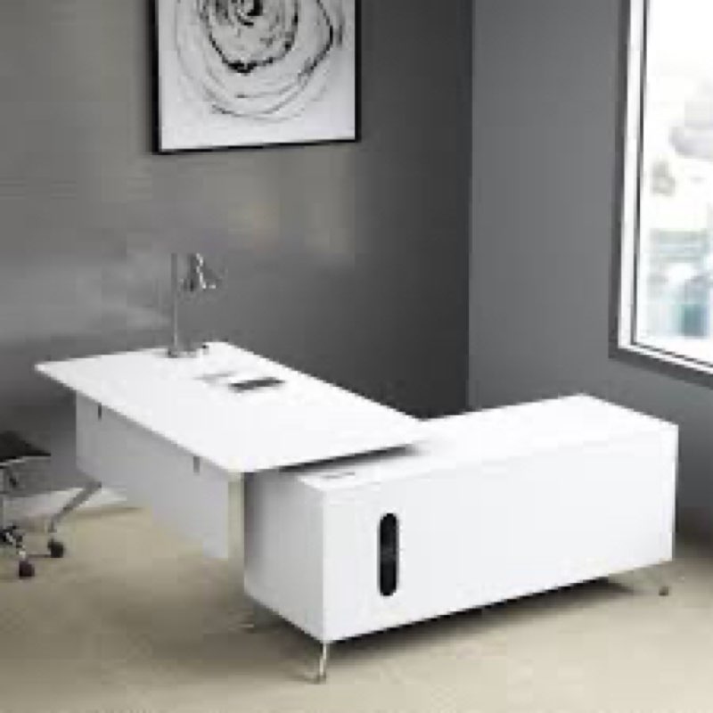 L-Shaped Executive Desk With Power Outlet