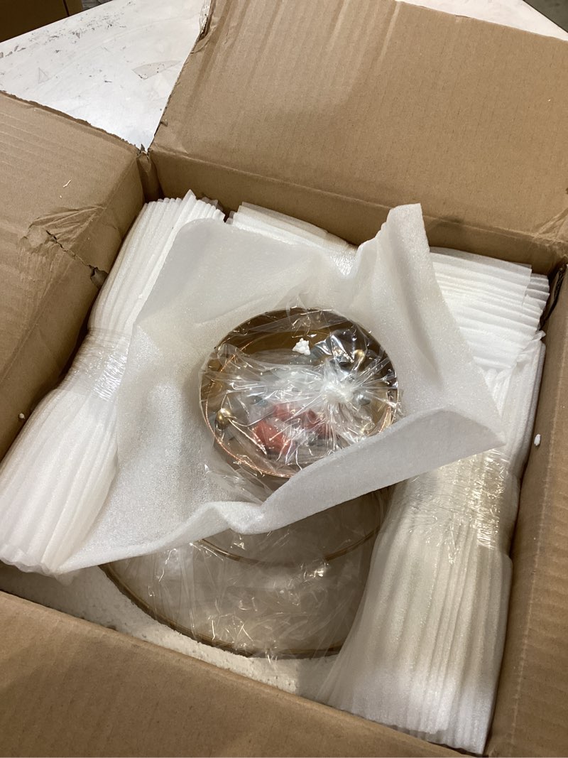 Condition photo showing Good Condition for 13.8" coastal capiz shell ceiling light fixture, 3-light boho modern flush mount for bedroom, kitchen island, bathroom, entryway, hallway (blue and white)