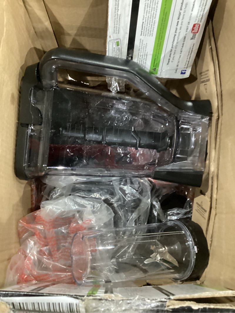 Condition photo showing As Is for ninja kitchen system | all-in-one food processor & blender | with 8-cup bowl & (1) 24 oz. to-go cup | for smoothies, cookie dough, salsas, cole slaw & more | 1800 watt | black | tb401 blender + bowl + (1) 24-oz. cup