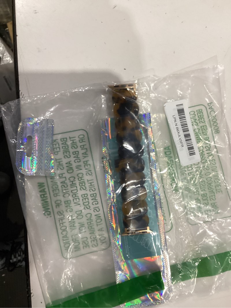 Condition photo showing Good Condition for resin stretchy watch bands women compatible with apple watch 38mm 40mm 41mm 42mm (s11/10) tortoise light bracelet beaded elastic strap for iwatch series11/10/9/8/7/6/5/4/3/2/1/se/ultra (m) tortoise shell m (6.1"-6.6")-38/40/41/42mm (s11/10)