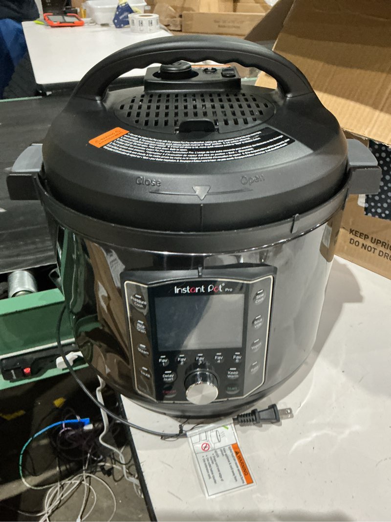 Condition photo showing Good Condition for instant pot pro (8 qt) 10-in-1 pressure cooker, slow cooker, rice/grain cooker, steamer, sauté, sous vide, yogurt maker, sterilizer, and warmer, includes app with over 800 recipes, black 8 quarts