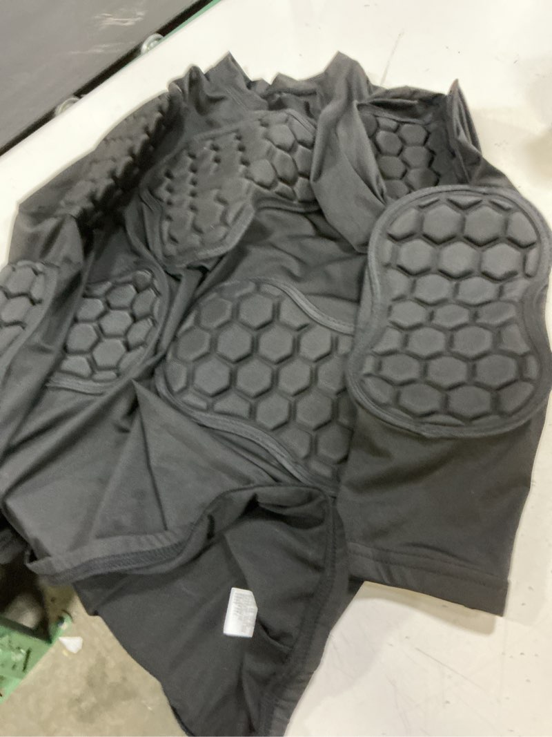 Condition photo showing Good Condition for shinestone adult men's goalkeeper armor bodyshield padded compression shirt pants and short with sponge protector black long sleeves-02 large