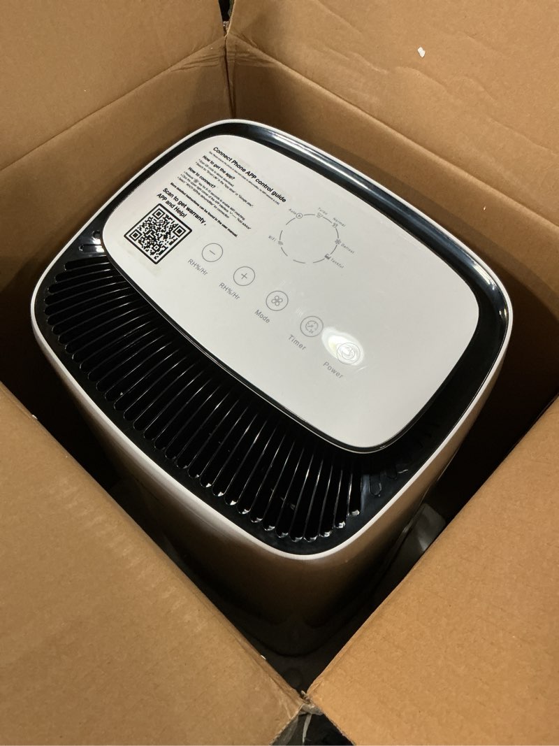 Condition photo showing Good Condition for whoy 5000 sq.ft dehumidifier for basements 100 pints, with 2.15 gallons water tank with darin house and app control, smart compressor quiet operation ideal for living room, bathrooms,home off-white