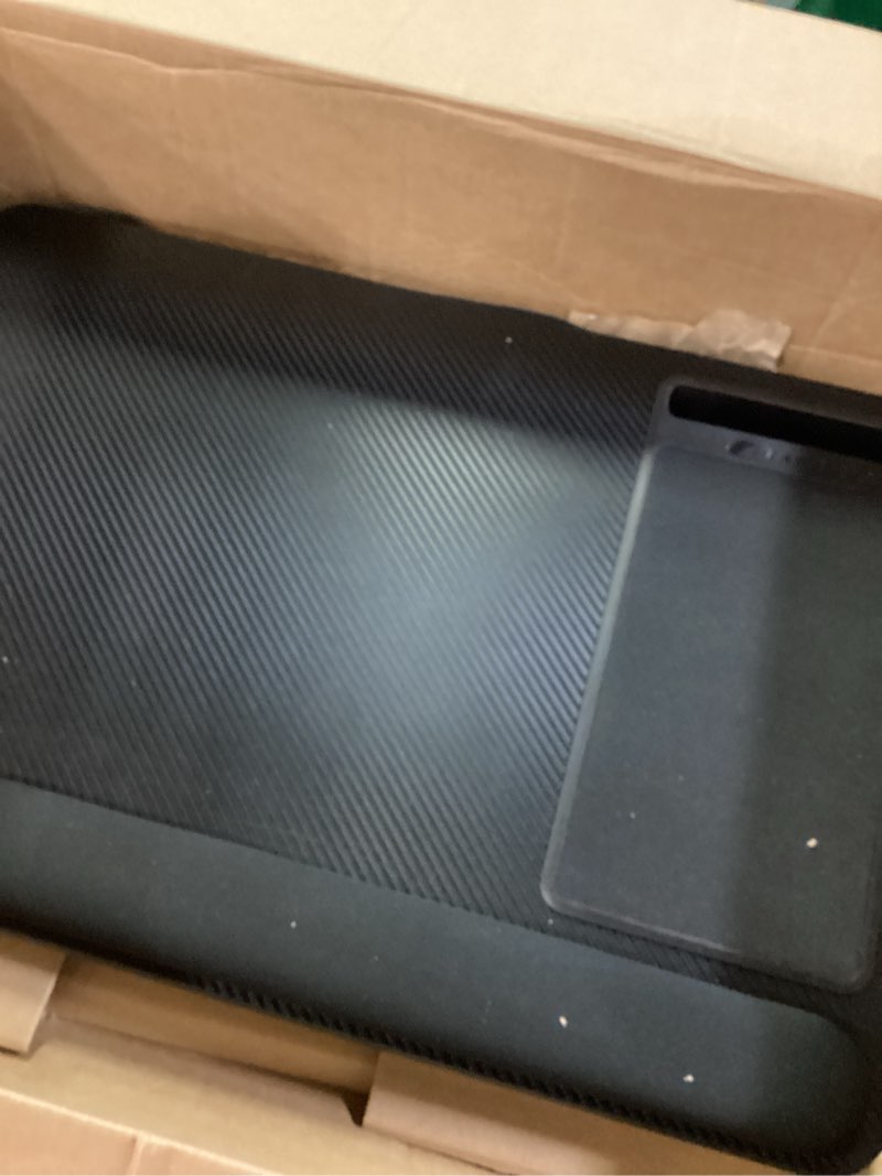 Condition photo showing Good Condition for LAPGEAR Home Office Pro Lap Desk with Wrist Rest, Mouse Pad, and Phone Holder - Black Carbon - Fits up to 15.6 Inch Laptops - Style No. 91598 Black Carbon Home Office Pro W/Wrist Rest