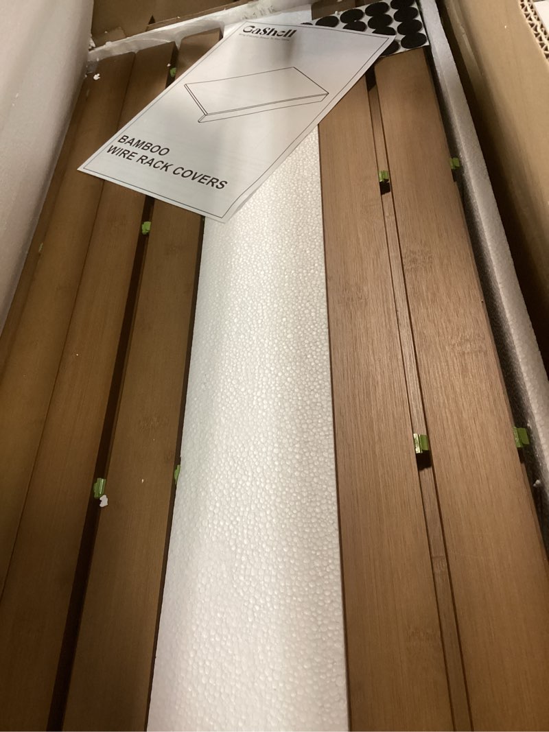 Condition photo showing Good Condition for wire shelf covers, bamboo wire rack covers for pantry, closet (5pcs, 36" w x 16" d) 36"w x 16"d 5