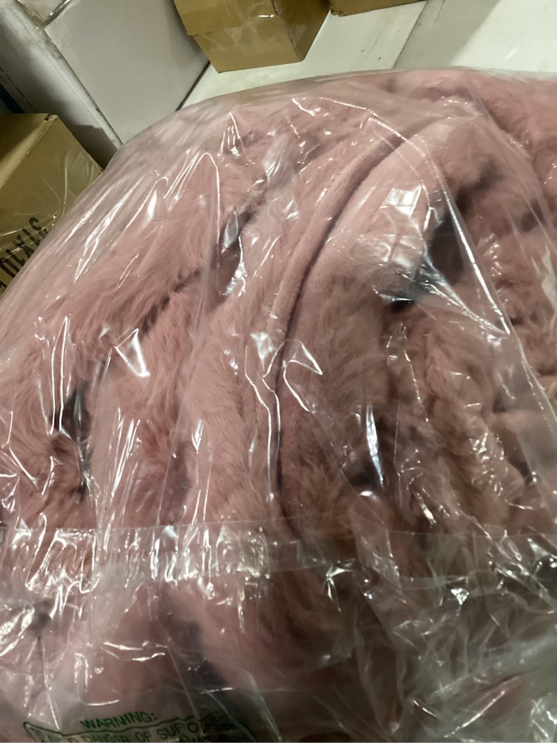 Condition photo showing Good Condition for smoofy faux fur throw blanket for couch – old pink fluffy cozy rabbit fleece, plush soft bubble blanket for sofa & bed, for mom, warm fuzzy home room decor throw 50" x 60" old pink throw(50" x 60")