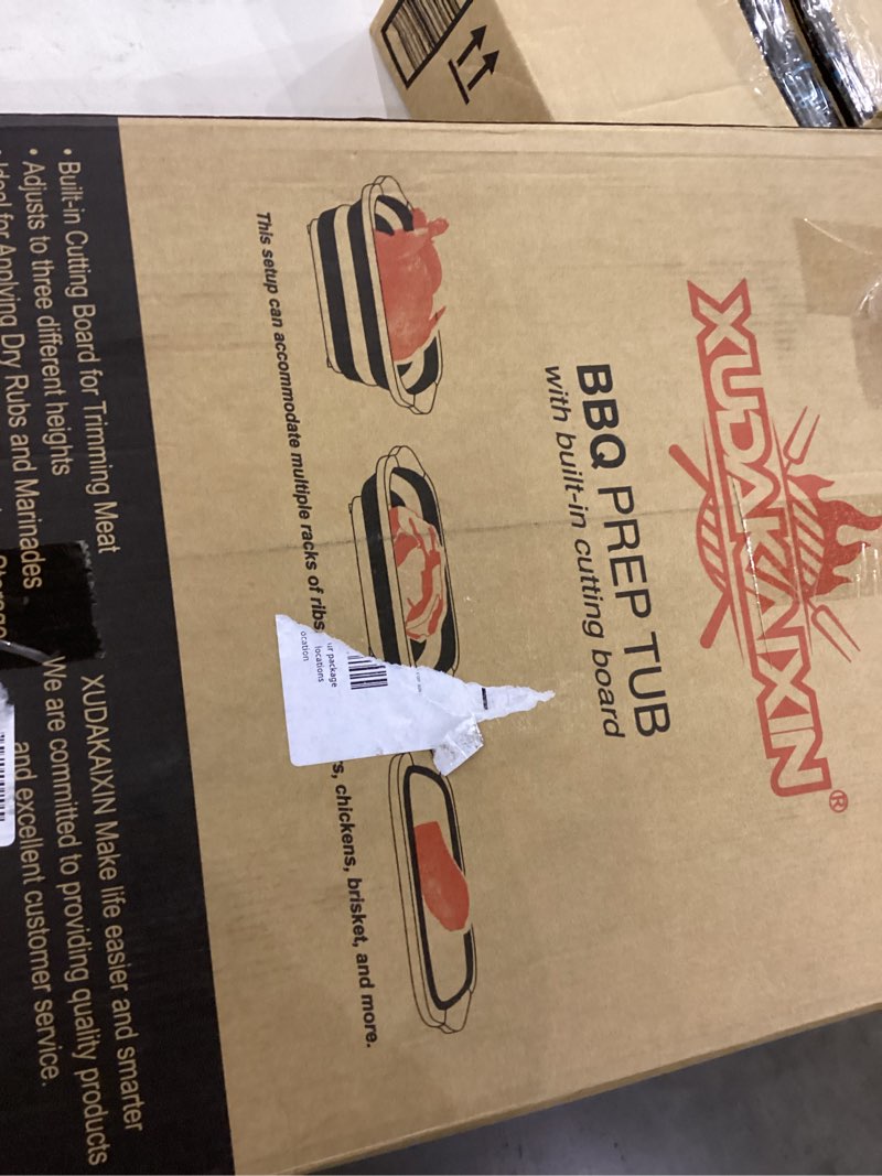 Condition photo showing Good Condition for Collapsible BBQ Prep Tub for Meal Prep, Marinating, and Food Storage - Includes Cutting Board and Locking Lid,Ideal Gifts for Christmas,Dad,mother (X-Large) Black (X-Large)Black