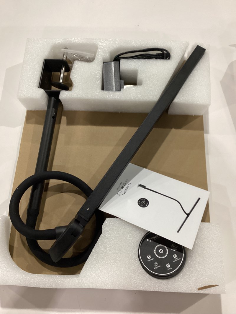 Condition photo showing Good Condition for Led Desk Lamp for Office Home - Eye Caring Architect lamp with Clamp,Dual Screen Computer Monitor Work Smart Light: 24W 5 Color Flexible Adjustable Lighting Table Lamp for Study Drafting Black