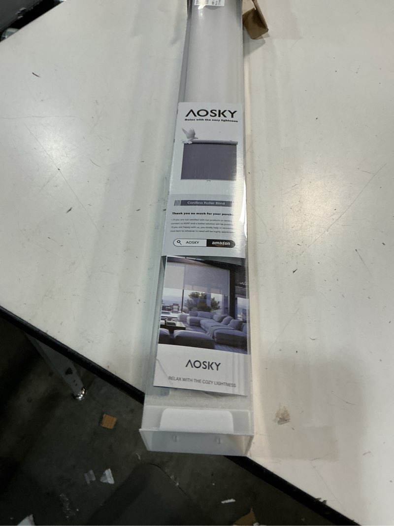 Condition photo showing Good Condition for aosky cordless roller shades blackout blinds for windows room darkening rolled up shades with spring system, uv protection window shades door blinds for home and office (29" w x 72" h,white) 29"w x 72"h white