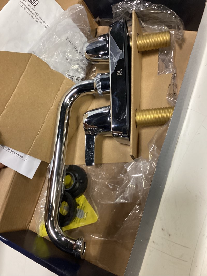 Condition photo showing As Is for 500+ bought last week project source chrome 2-handle deck-mount utility faucet