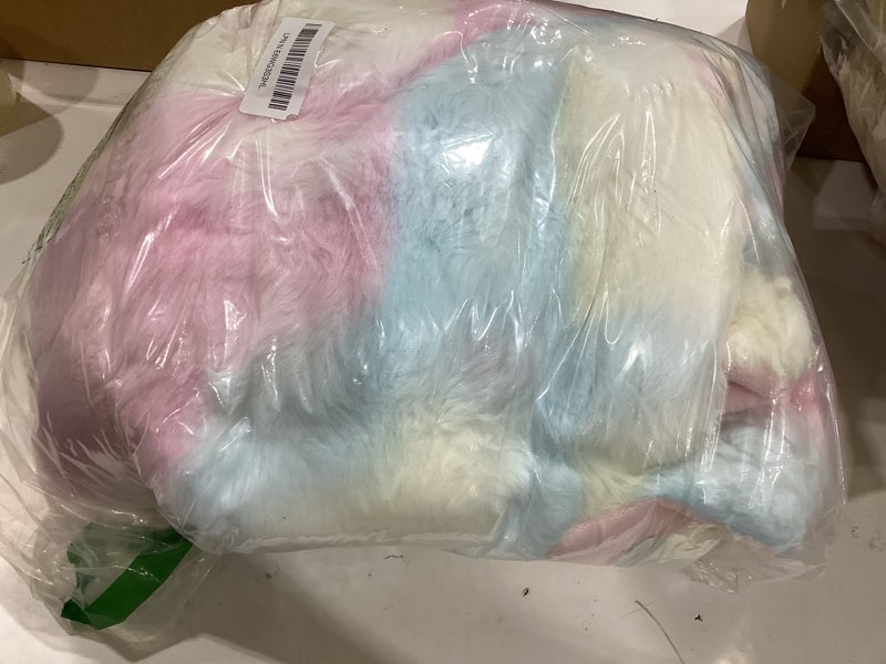 Condition photo showing New/Like New for smoofy faux fur throw blanket for couch - rainbow super soft cozy bubble blanket, fluffy plush fuzzy throw for sofa & bed, thick lightweight warm blanket, luxury aesthetic gift for women 50"x60" rainbow throw(50" x 60")