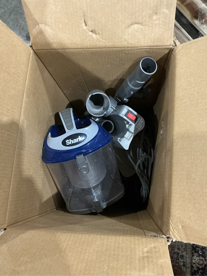 Condition photo showing As Is for shark upright vacuum, navigator lift-away deluxe with large dust cup capacity, hepa filter, swivel steering, upholstery tool & crevice tool, blue, nv360 navigator (navy)