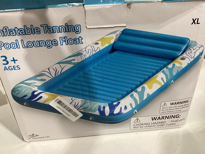 Condition photo showing Good Condition for inflatable tanning pool lounger float - jasonwell 4 in 1 sun tan tub sunbathing pool lounge raft floatie toys water filled tanning bed mat pad for adult blow up kiddie pool kids ball pit ocean aqua x-large