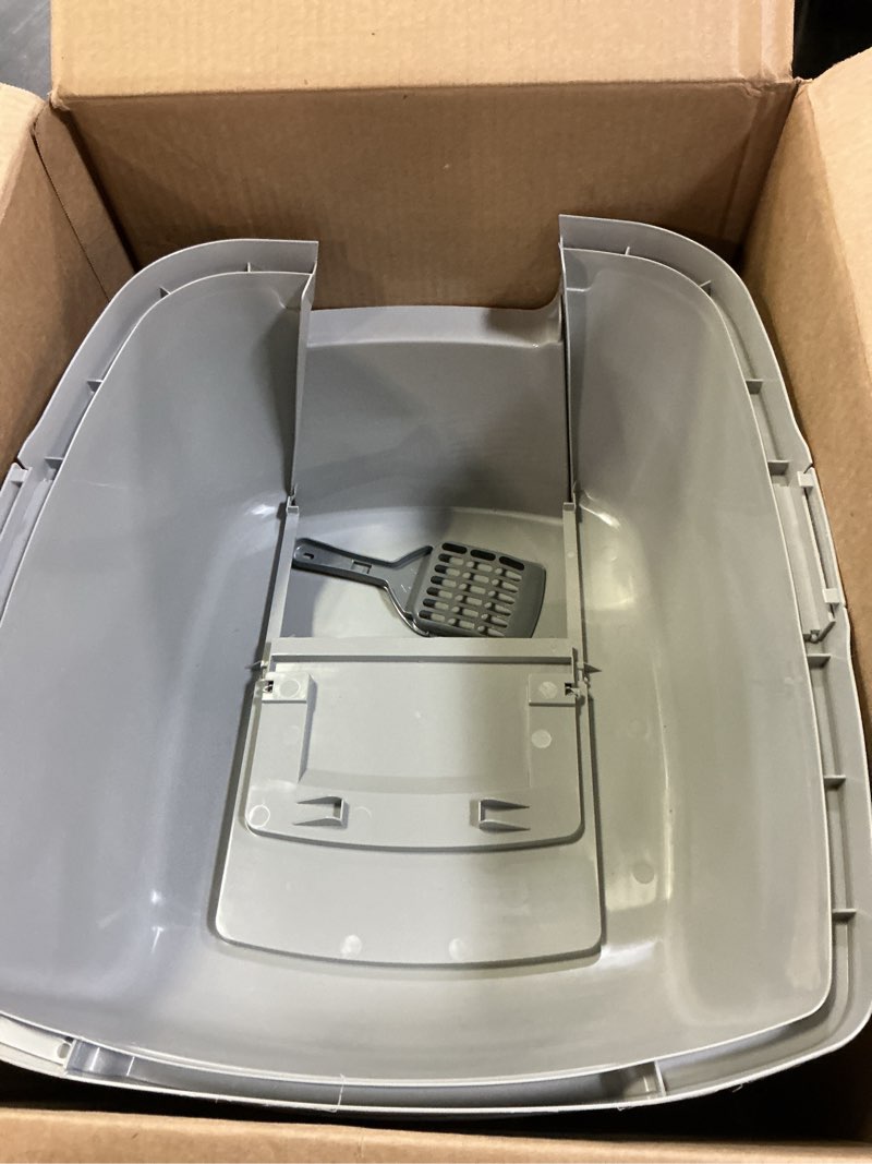 Condition photo showing As Is for Similar Low Entry Small Litter Box for Kittens, Kitty Plastic Litter Boxes, Open Top, Anti-Splash High Sided Litter Tray Pan for Medium Pets, Puppy, Easy to Clean, 15.7\" L*11.8\" W*6.7\" H (Grey) Grey-1 Pack