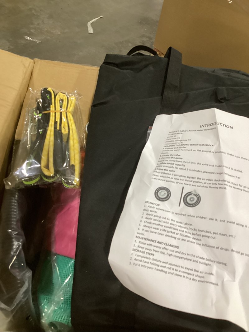 Condition photo showing Good Condition for Inflatable Water Hammock Floating Dock,Round Floating Ring for Lake Boat Pool Ocean,Round Swimming P