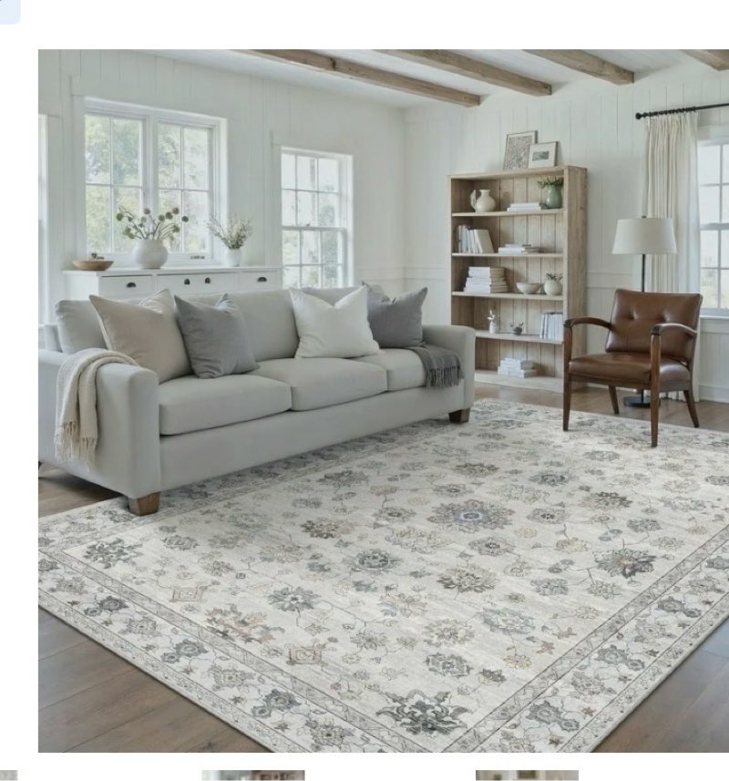 BERTHMEER 8'x10' Area Rugs for Living Room Large Vintage Gray Carpets for Bedroom Office Machine Washable Farmhouse Dining Room Oriental Rugs Non Slip Traditional Distressed Rugs(similar)