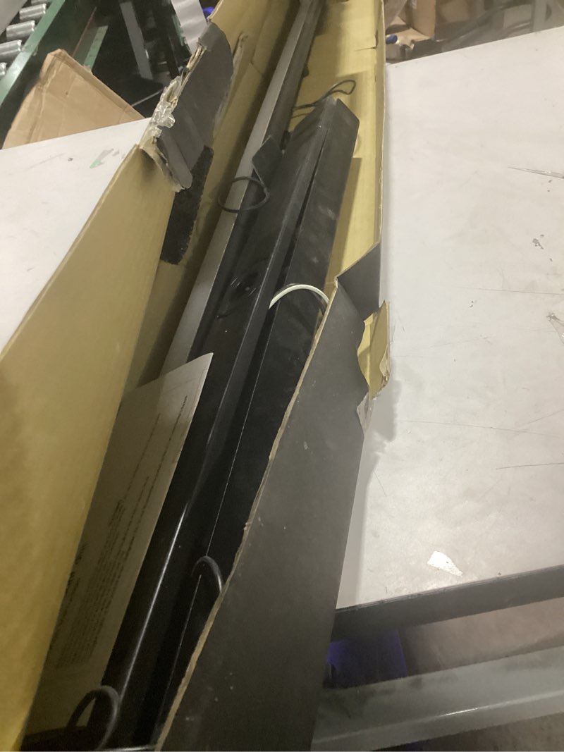 Condition photo showing As Is for led linear pendant light, office light, flicker-free, dimmable, modern ceiling lighting for bedroom dining room table, 20w 3000k warm light 47.2" black dimmable 3000k