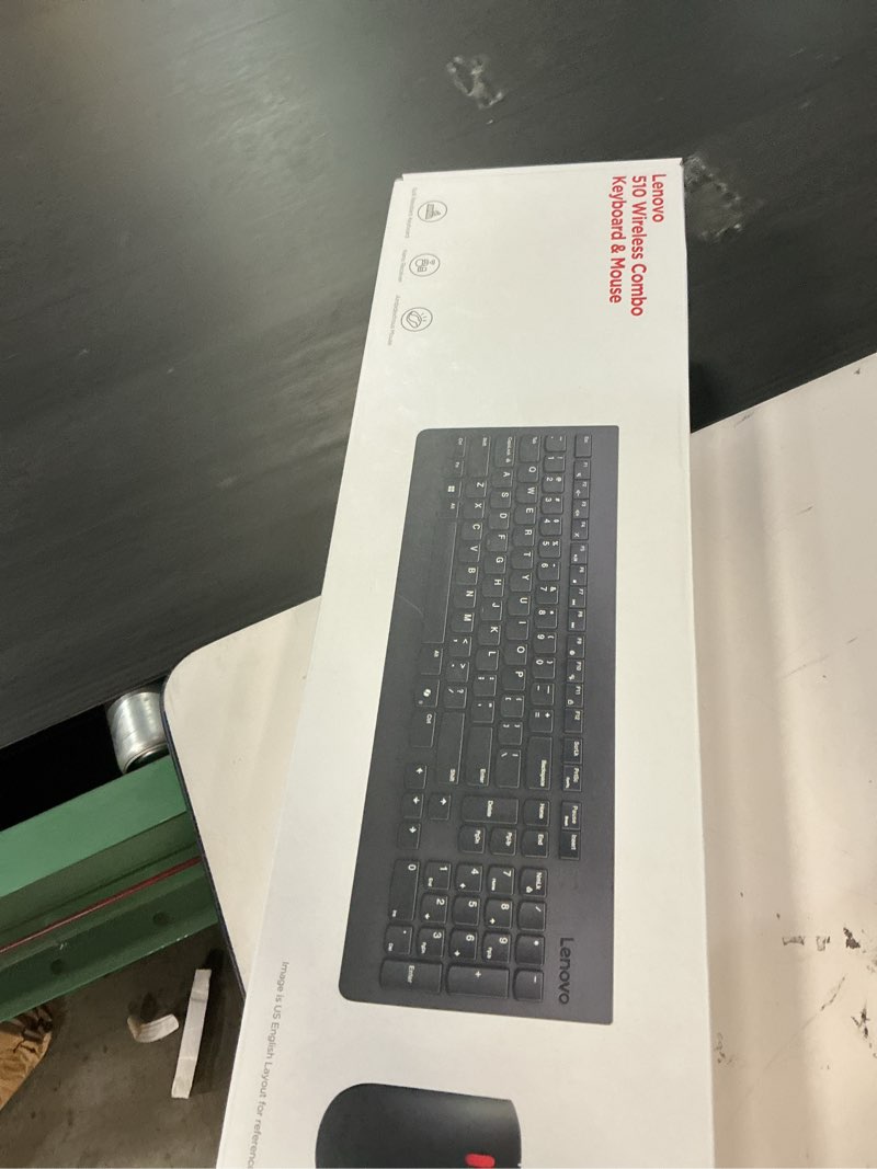Condition photo showing New/Like New for lenovo 510 wireless keyboard & mouse combo, 2.4 ghz nano usb receiver, full size, island key design, left or right hand, 1200 dpi optical mouse, gx30n81775, black