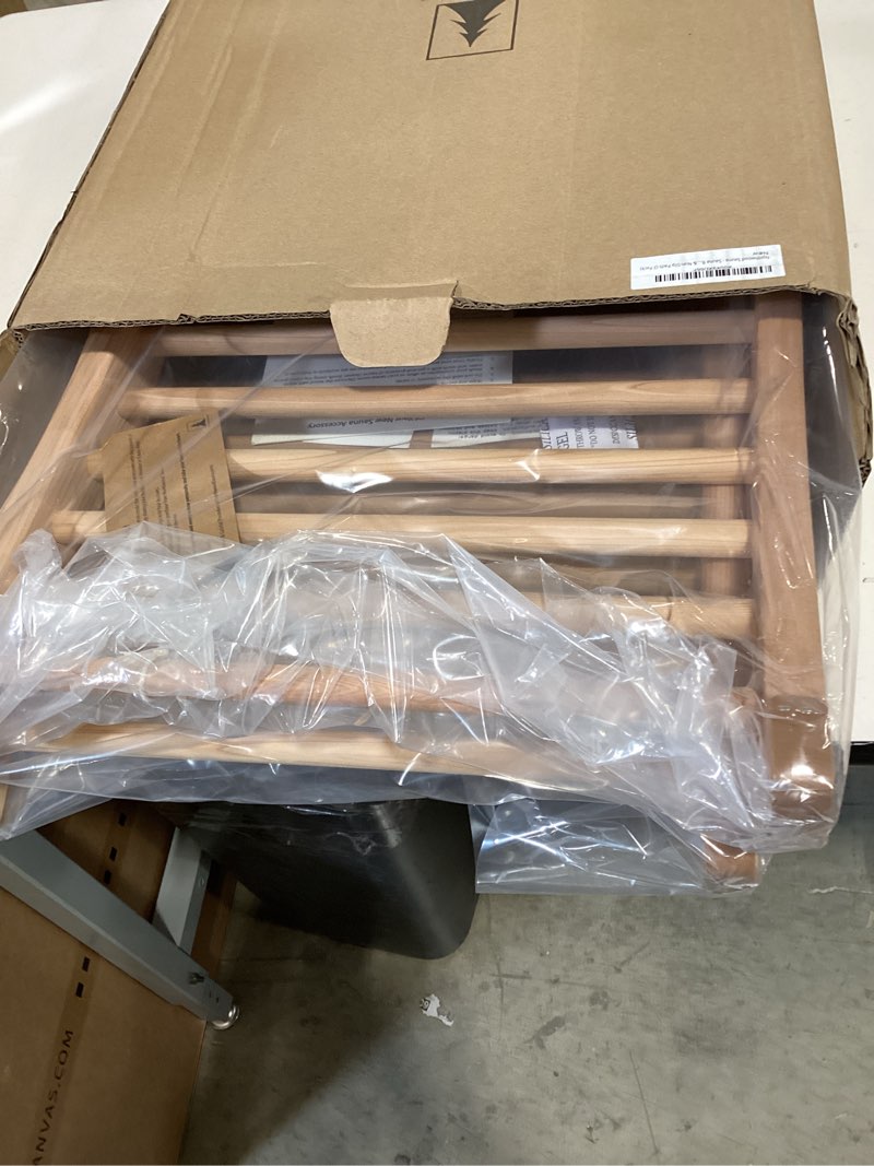 Condition photo showing New/Like New for sauna backrest - handmade from canadian red cedar wood - ergonomic s-shape back support & non-slip pads (2 pack) cedar wood - 2 pack