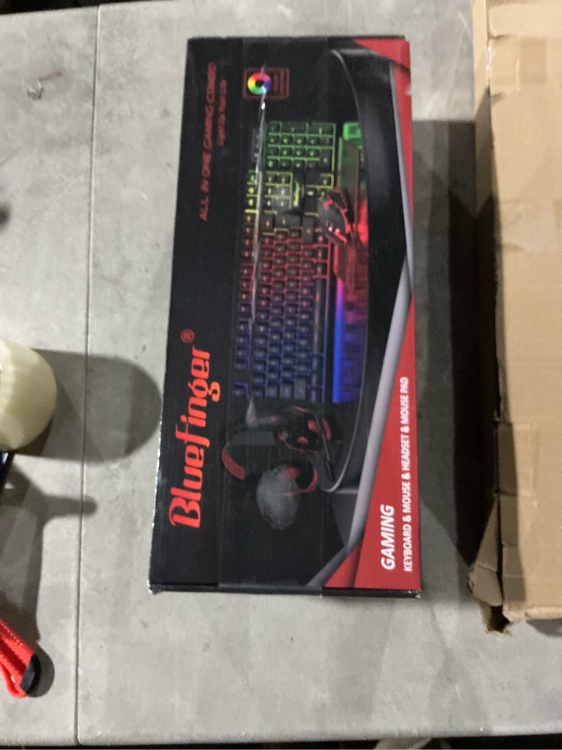 Condition photo showing Good Condition for BlueFinger RGB Gaming Keyboard and Backlit Mouse and Headset Combo, USB Wired Backlit Keyboard, LED Gaming Mouse Set, Headset with Microphone for Laptop PC Computer Game and Work Black