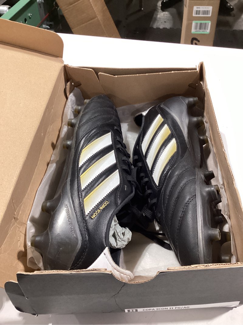 Condition photo showing As Is for adidas unisex adult copa icon ii firm ground/artificial ground 10 women/9 men black/white/gold metallic