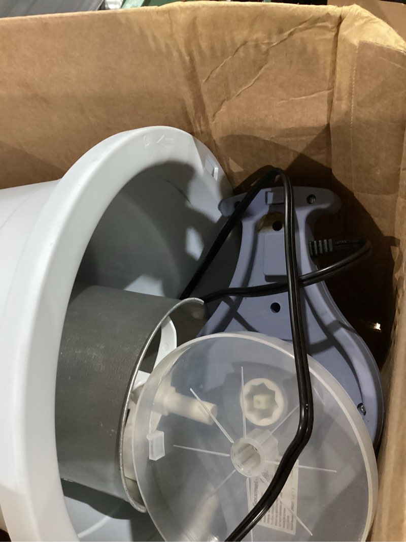 Condition photo showing As Is for elite gourmet 4qt electric ice cream maker eim350 delicious homemade ice cream, gelato, sorbet, frozen yogurt, 4qt aluminum freezing cannister, durable plastic ice bucket, powerful