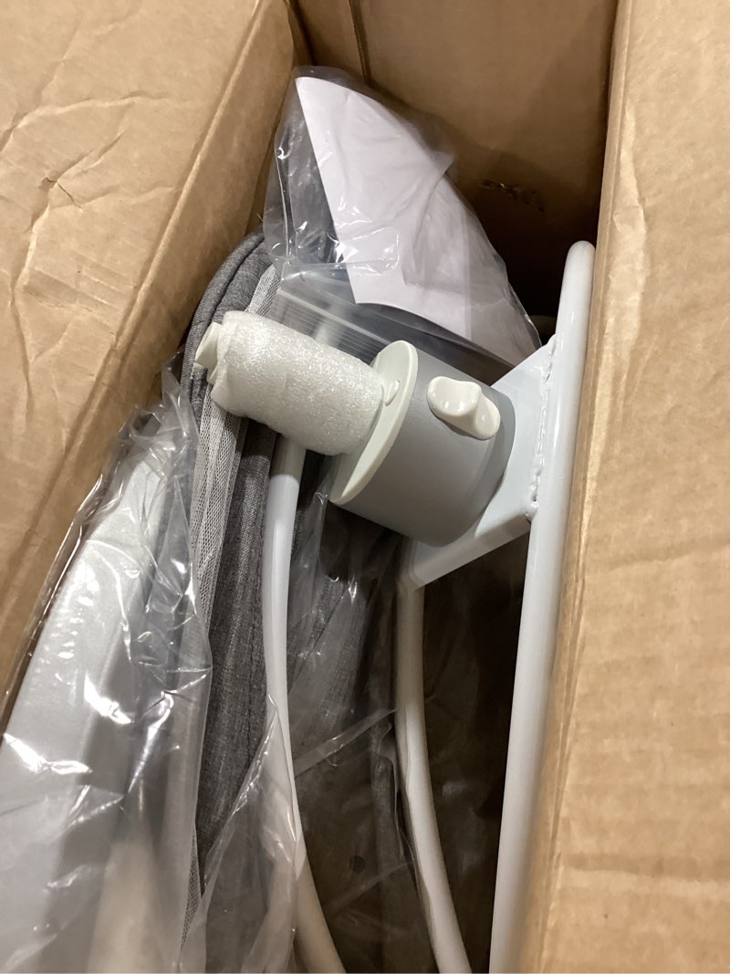 Condition photo showing Good Condition for electric baby swing for infants, portable infant swing with music speaker, 5 swing speeds, remote control, for indoor use, newborn boys & girls, white